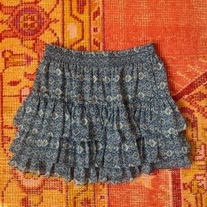 Misa Los Angeles Mini Skirt, worn once, great condition, blue ruffle mini skirt